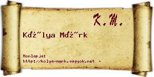 Kólya Márk névjegykártya
