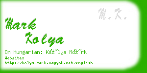 mark kolya business card